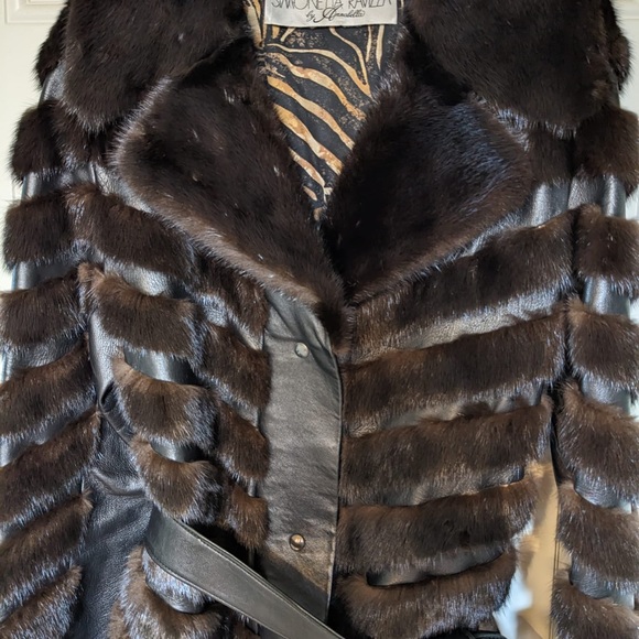 Simonetta Ravizza Mink Fur and Leather Women's Coat - Picture 3 of 7